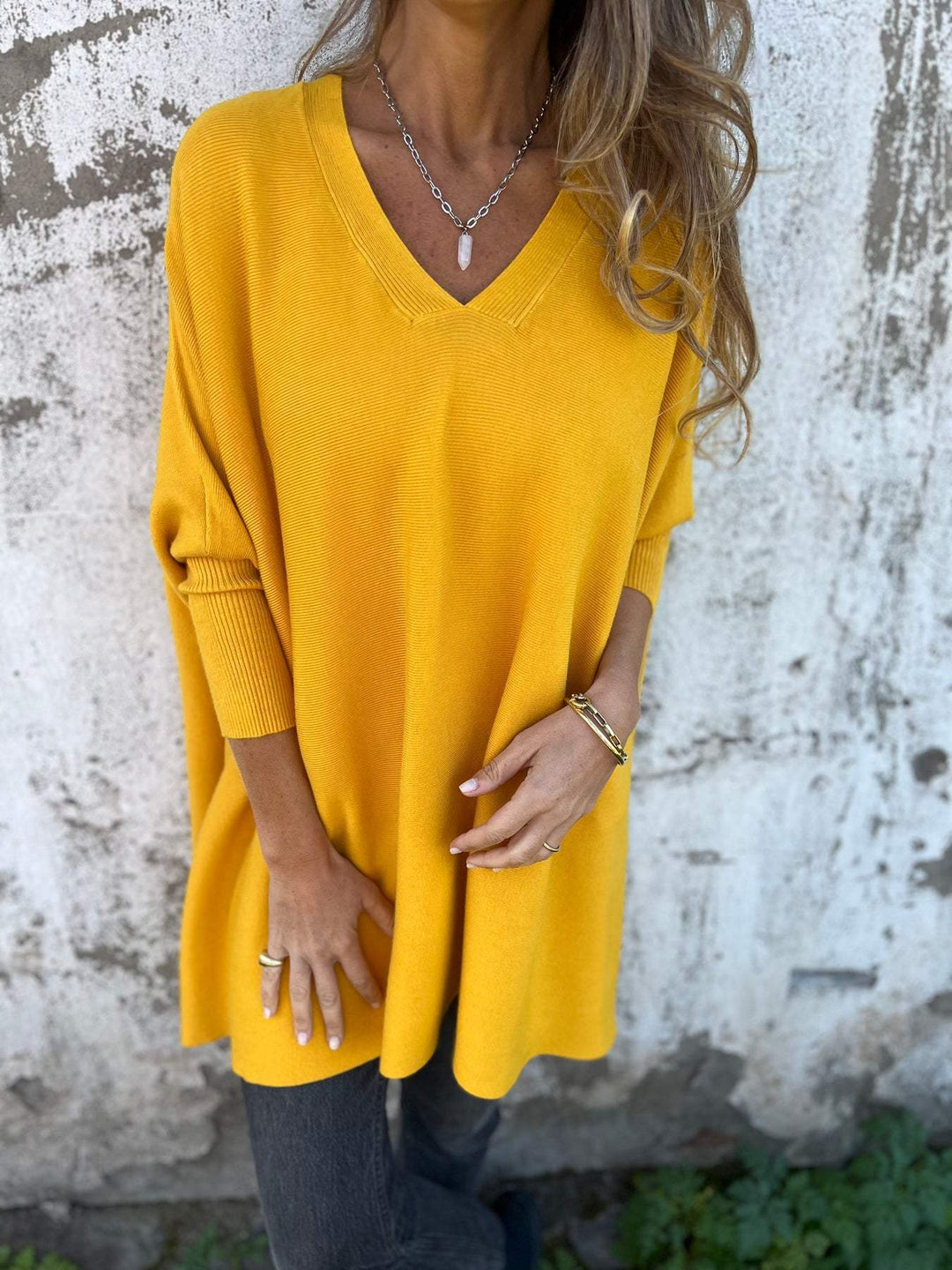 Céline | Giacca in maglia grossa con scollo a V e fodera calda