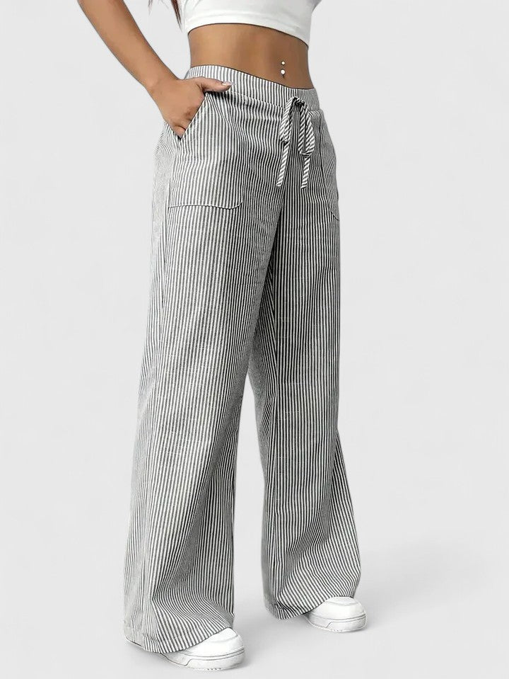 Dominique | Pantaloni ampi e confortevoli con dettagli eleganti