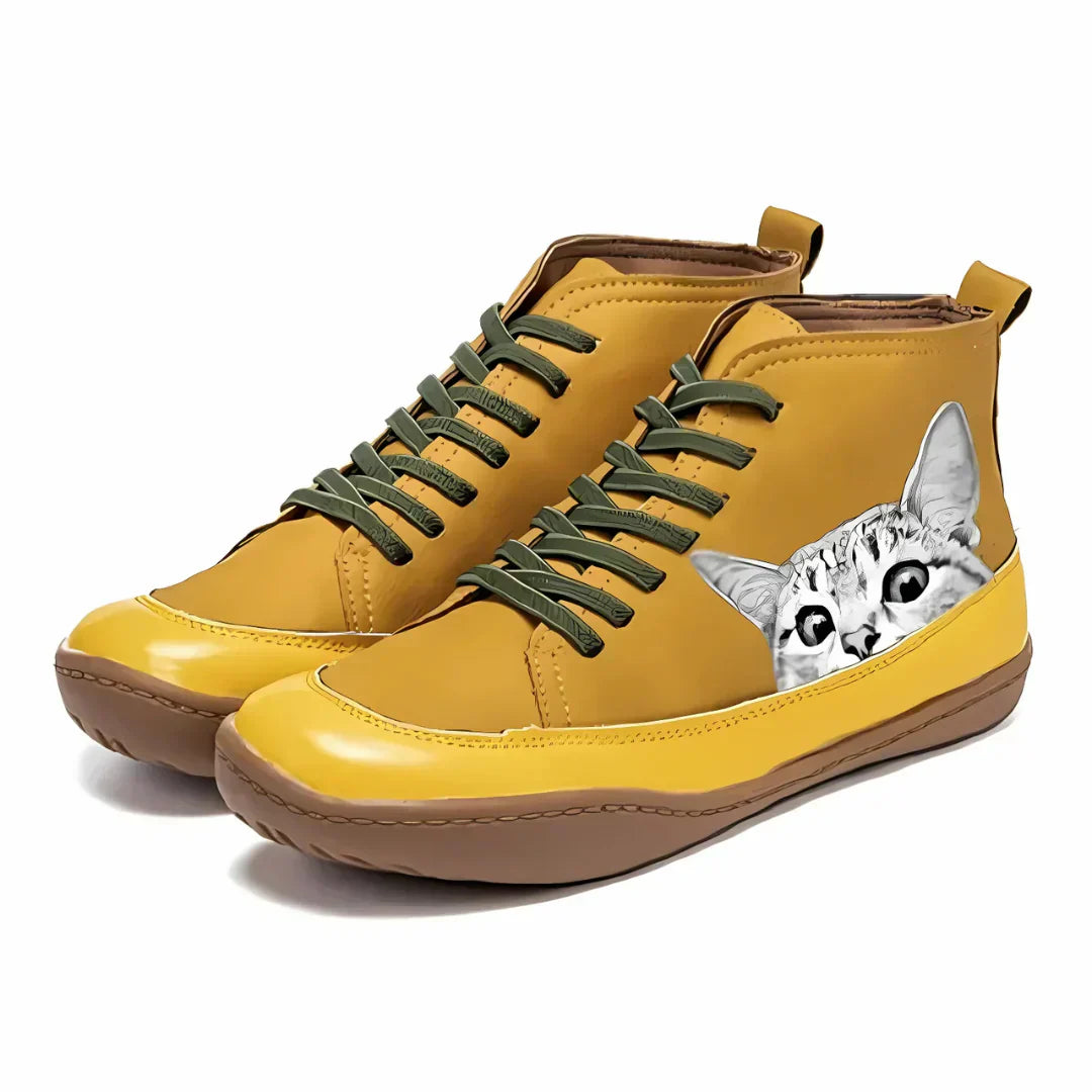 Léonie | Sneakers alte ludiche con motivo gatto