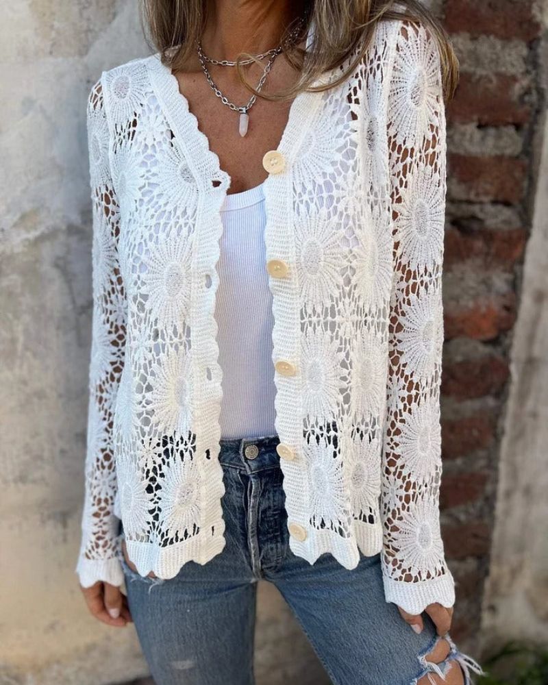 Nalie | Cardigan con bottoni in pizzo all'uncinetto