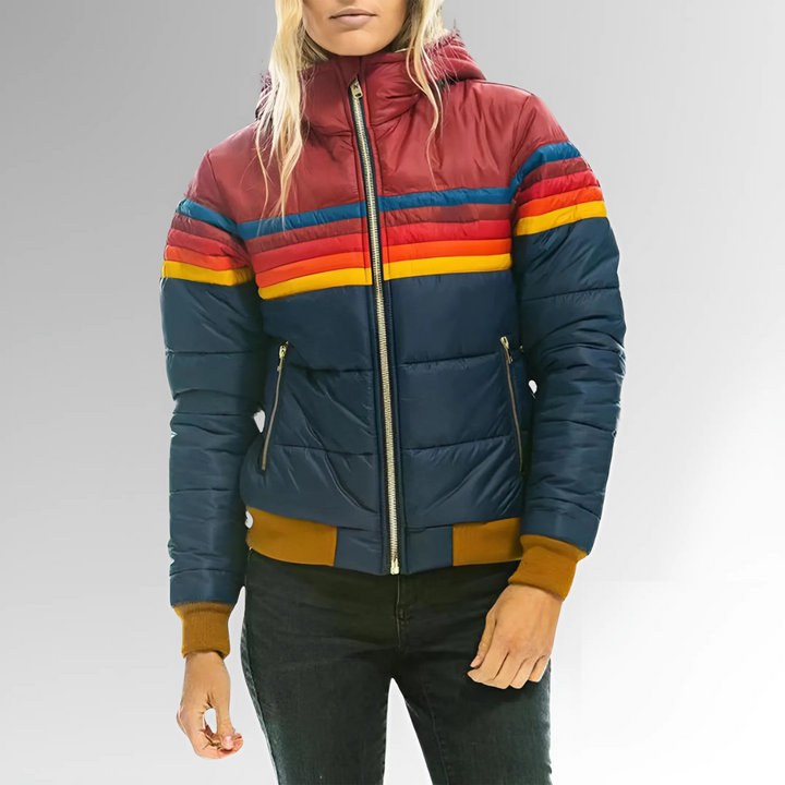 Tessa | Giacca con cerniera e strisce arcobaleno
