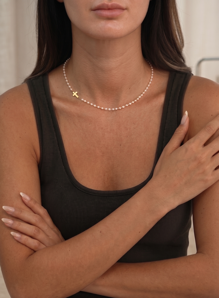 Ilaria | Collana con Croce e Perle