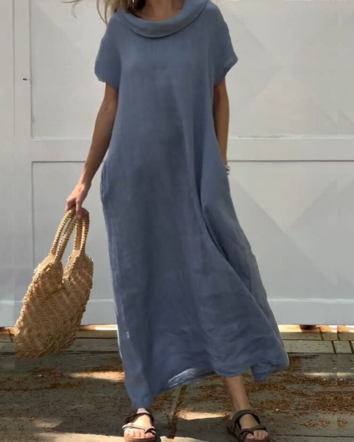 Lona | Vestito in effetto lino con colletto elegante
