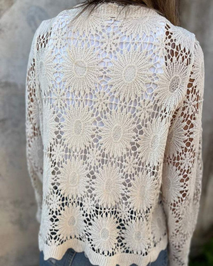 Nalie | Cardigan con bottoni in pizzo all'uncinetto