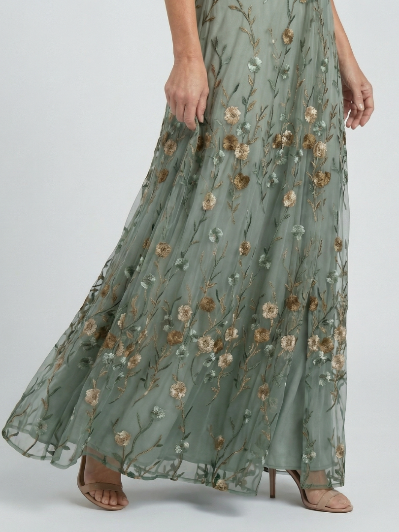 Beatrice | Abito lungo fluido floreale con scollo a halter