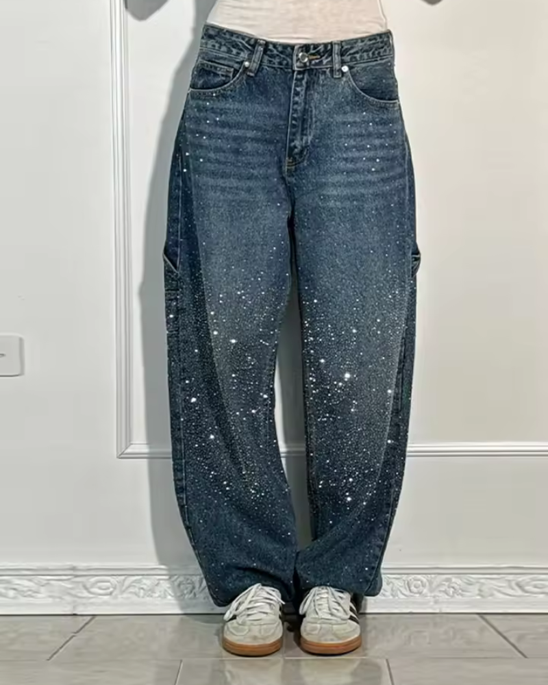Mila | Jeans in denim ornati di frammenti scintillanti
