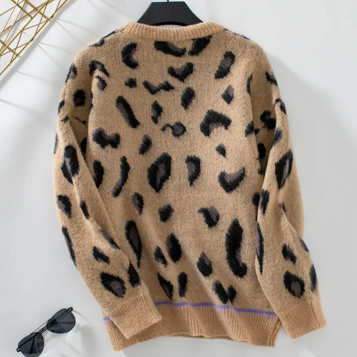 Victoria | Maglione in lana jacquard con motivo leopardato