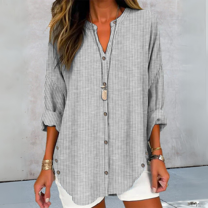 Lucida | Top elegante con scollo a V e motivo a righe intramontabile