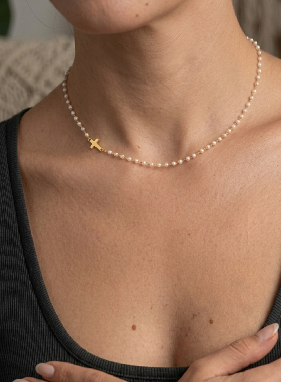 Ilaria | Collana con Croce e Perle