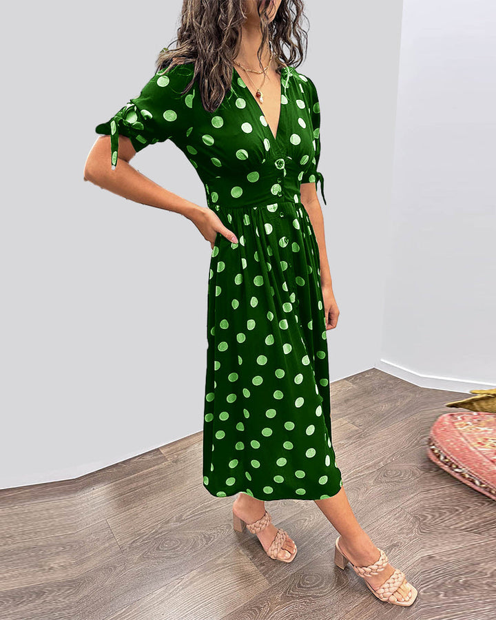 Mina | Abito con scollo a V e righe