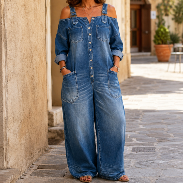 Sophia | Tuta in denim con spalle scoperte