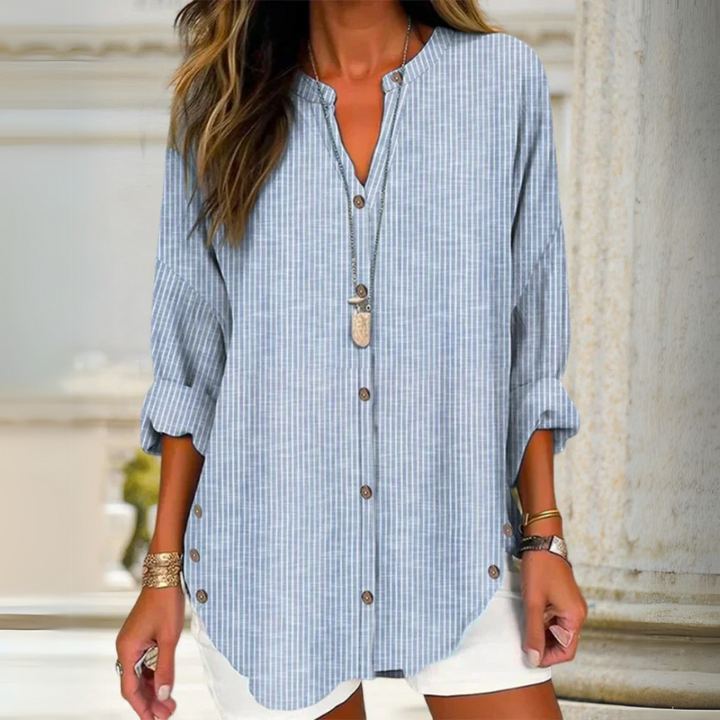 Lucida | Top elegante con scollo a V e motivo a righe intramontabile
