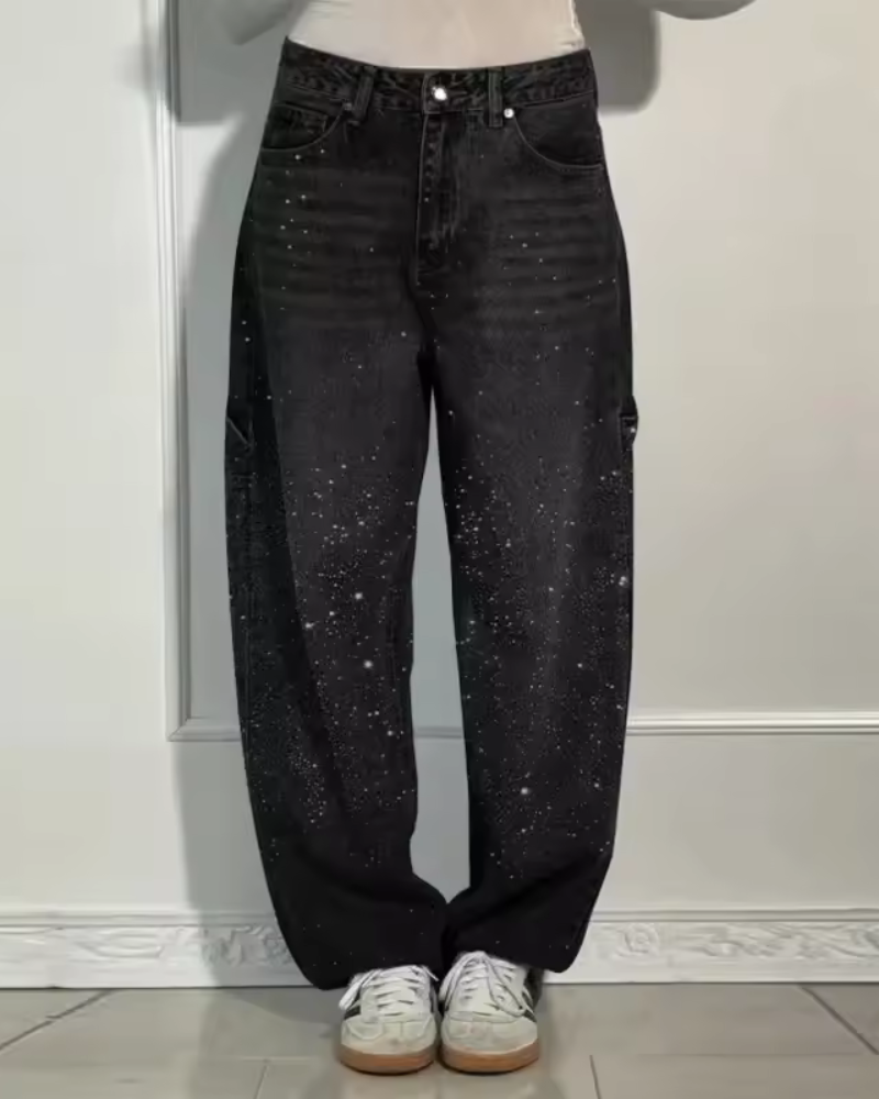 Mila | Jeans in denim ornati di frammenti scintillanti
