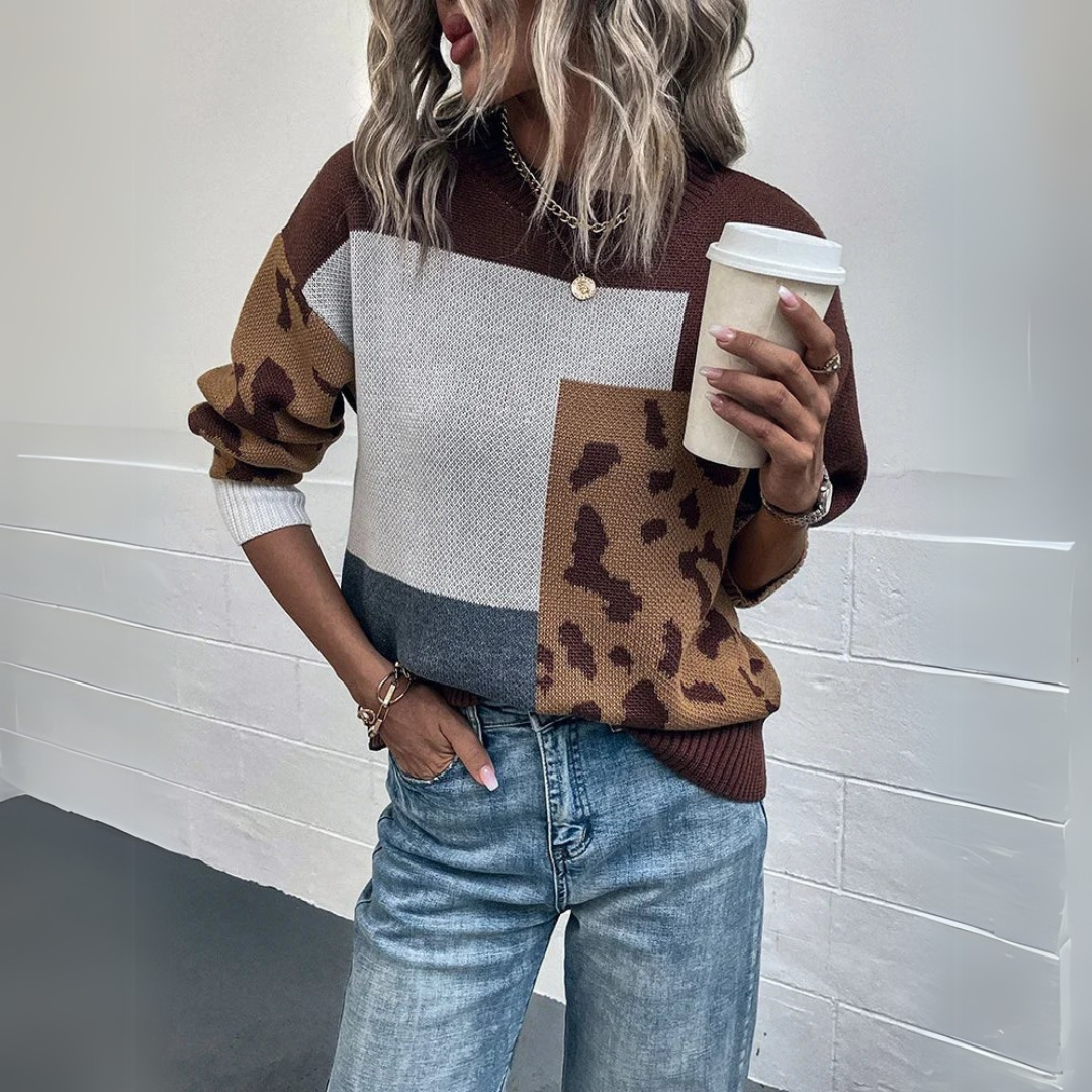 Sara | felpa con cappuccio vintage in patchwork leopardato