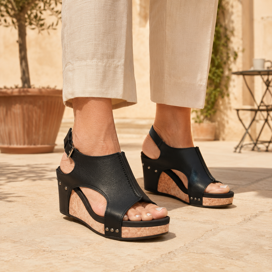 Valentina | Sandali con Zeppa Effetto Sughero