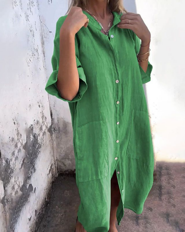 Indhira | Abito chemisier casual in stile Ibiza, di lunghezza semplice