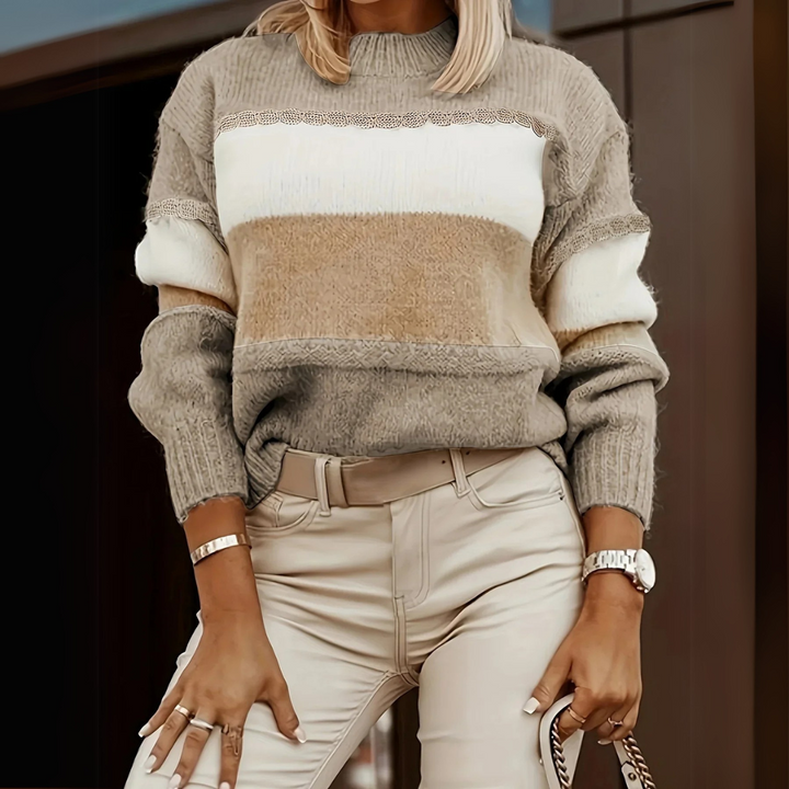 Angela | Felpa a righe a contrasto, casual