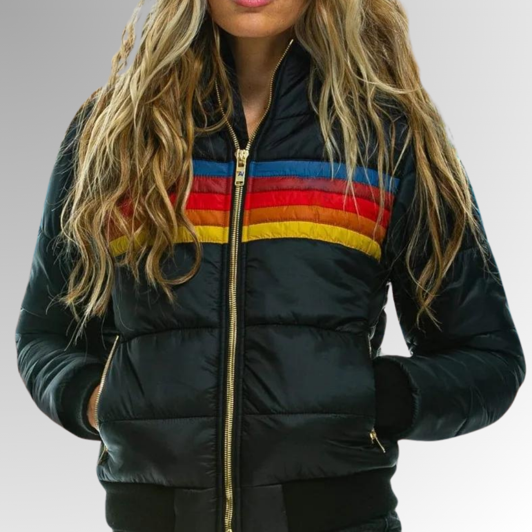 Tessa | Giacca con cerniera e strisce arcobaleno
