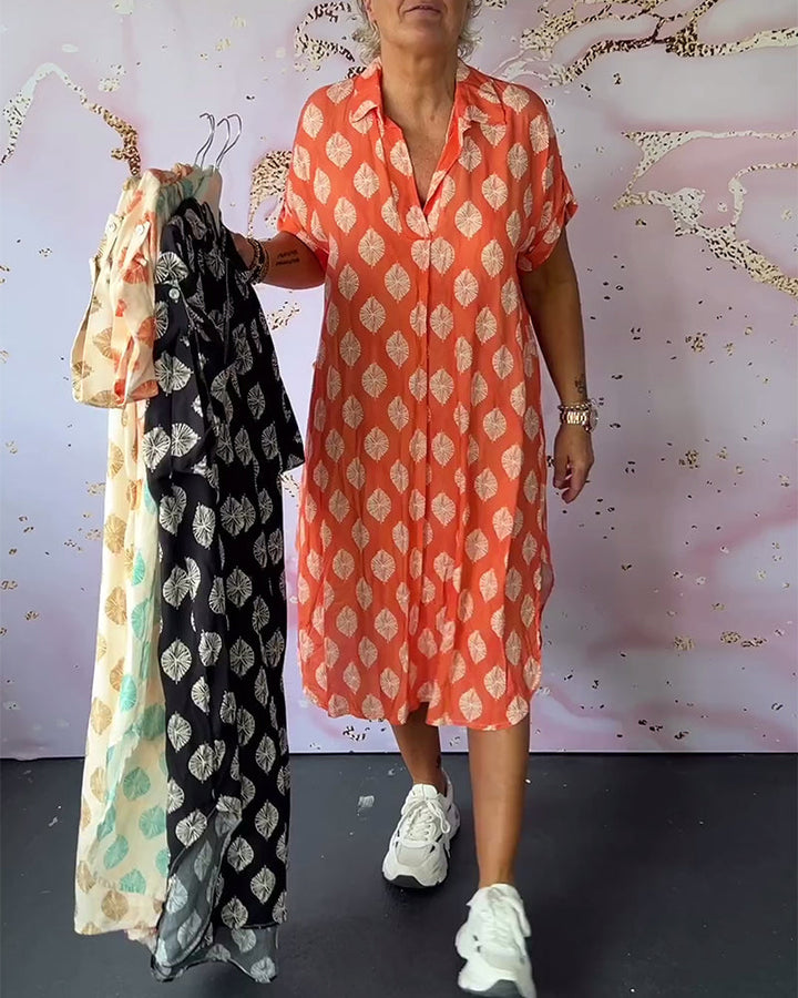 Liora | Vestito ampio con collo a revers e maniche corte