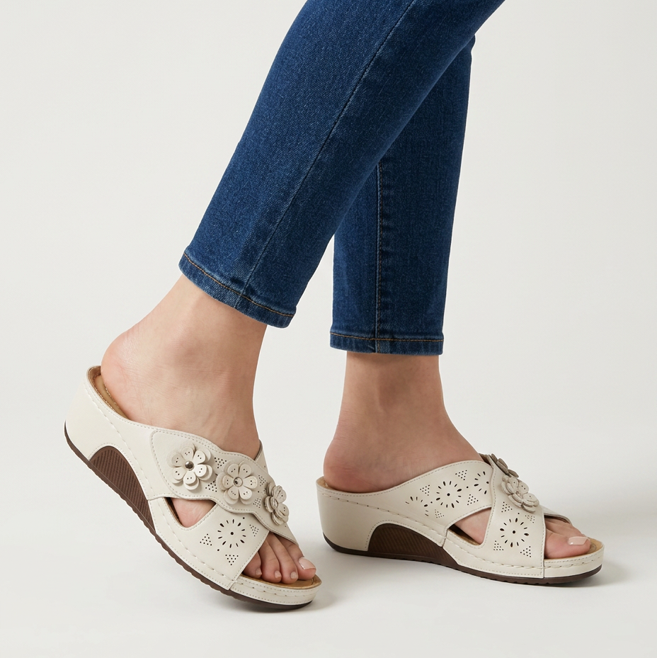 Fiorella | Sandali con Fiori e Zeppa