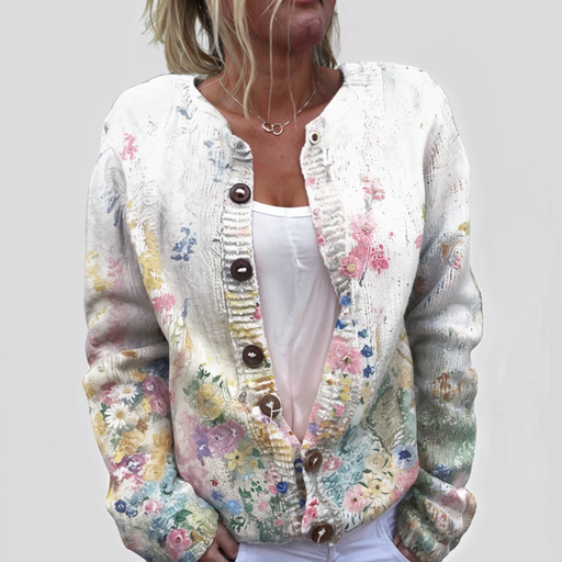 Teresa | Giacca in maglia con motivo floreale