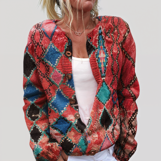 Teresa | Giacca in maglia con motivo floreale