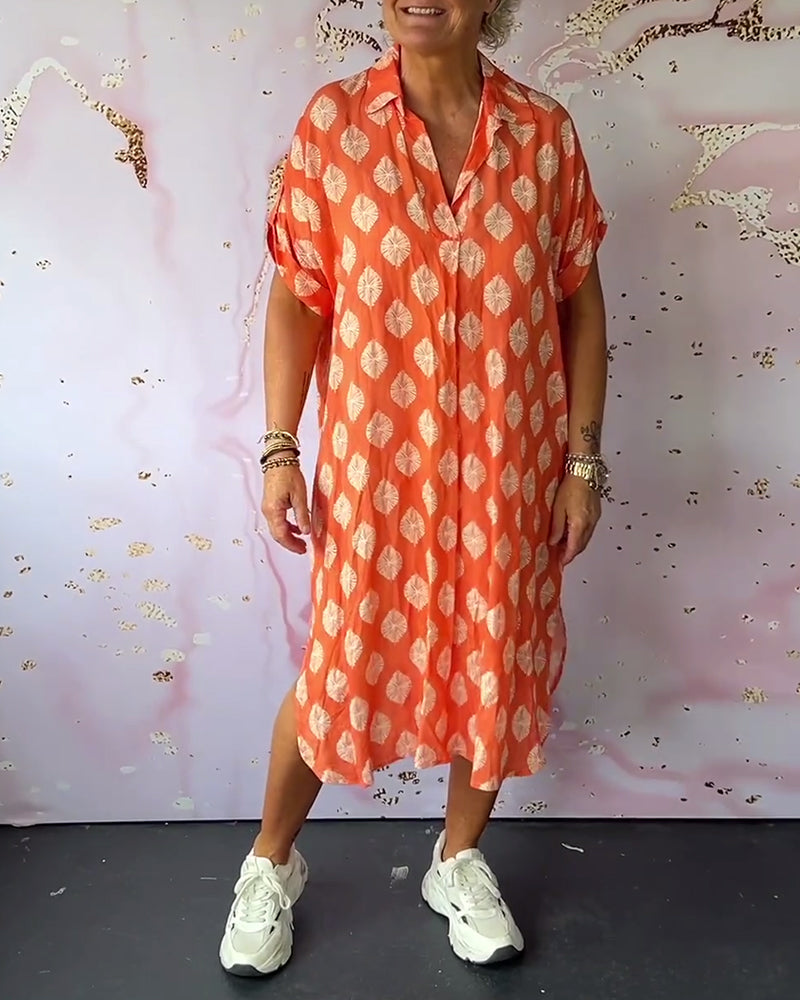 Liora | Vestito ampio con collo a revers e maniche corte