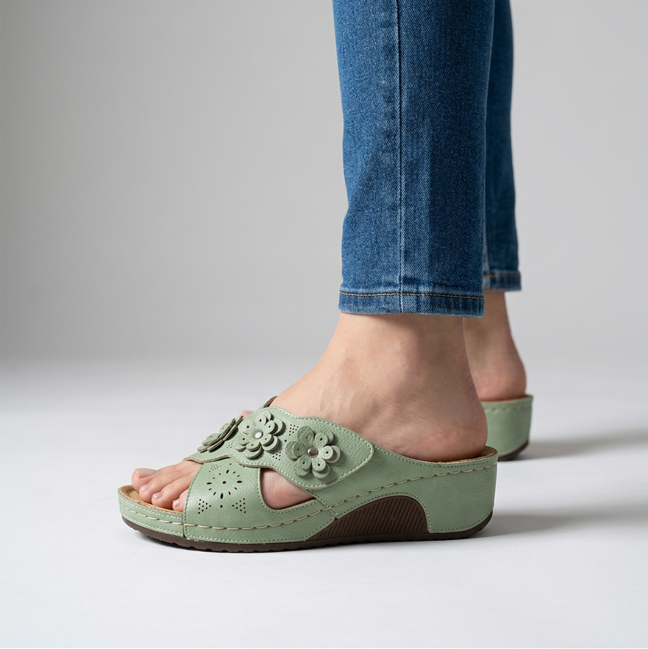 Fiorella | Sandali con Fiori e Zeppa