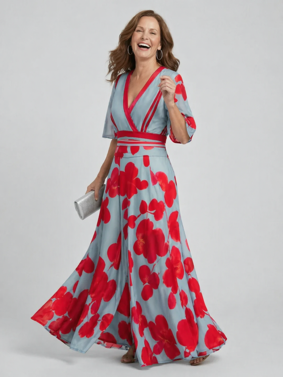 Beatrice | Abito lungo fluido floreale con scollo a halter