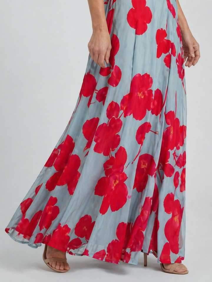 Beatrice | Abito lungo fluido floreale con scollo a halter
