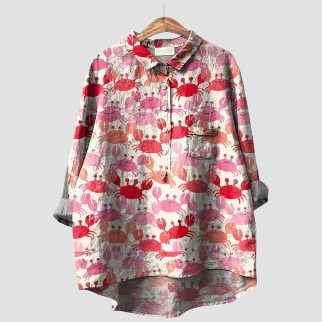 Fioretta | Camicia oversize con stampa di granchi colorati
