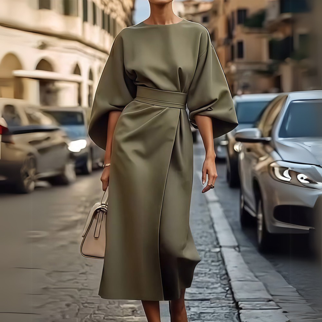 Vanessa | Abito con maniche a lanterna eleganti e cintura