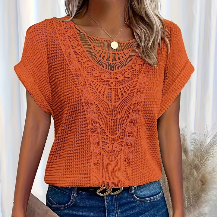 Ella | T-shirt in tessuto a waffle