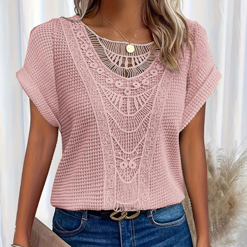 Ella | T-shirt in tessuto a waffle