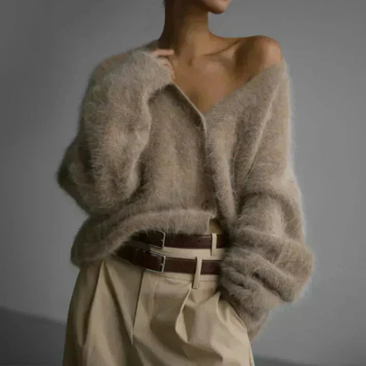 Helene | Cardigan in maglia peluche per taglie grandi