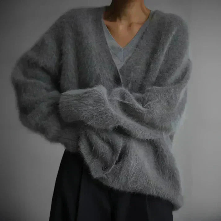 Helene | Cardigan in maglia peluche per taglie grandi