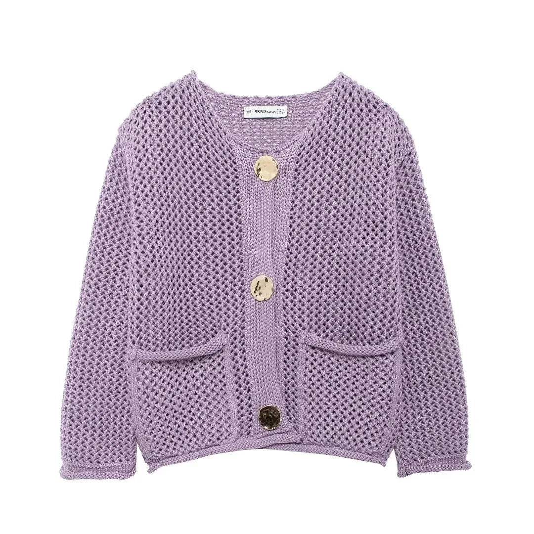 Violette | Cardigan in maglia con bottoni dorati