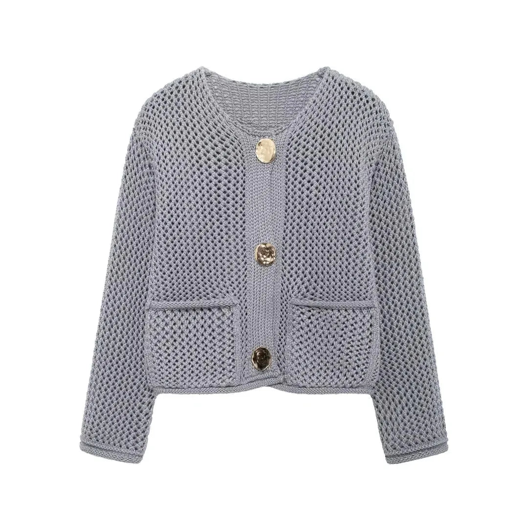 Violette | Cardigan in maglia con bottoni dorati