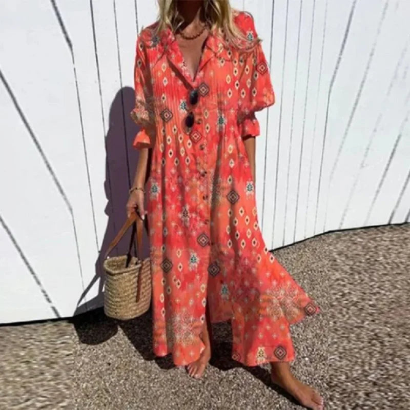 Maisie | Vestito lungo bohemiano che valorizza la silhouette