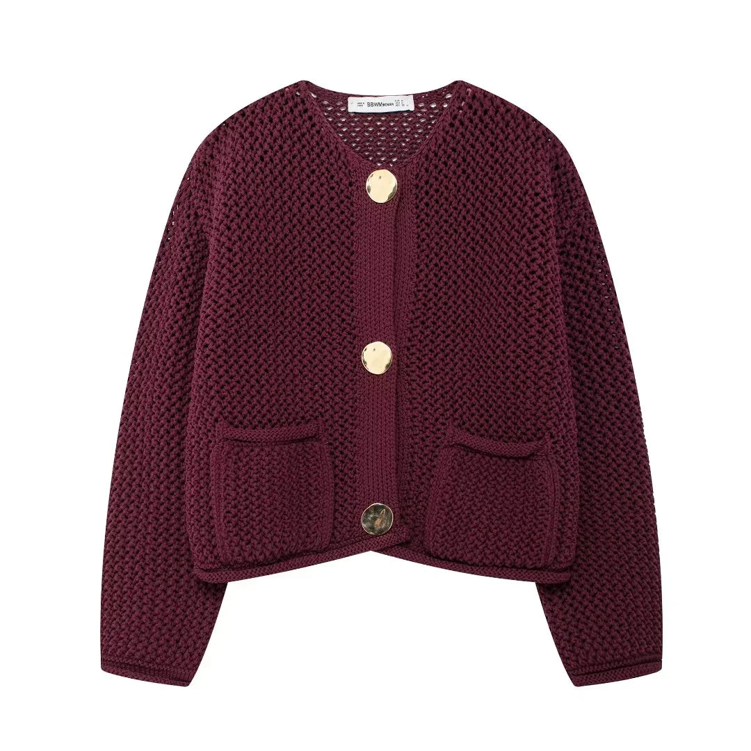 Violette | Cardigan in maglia con bottoni dorati