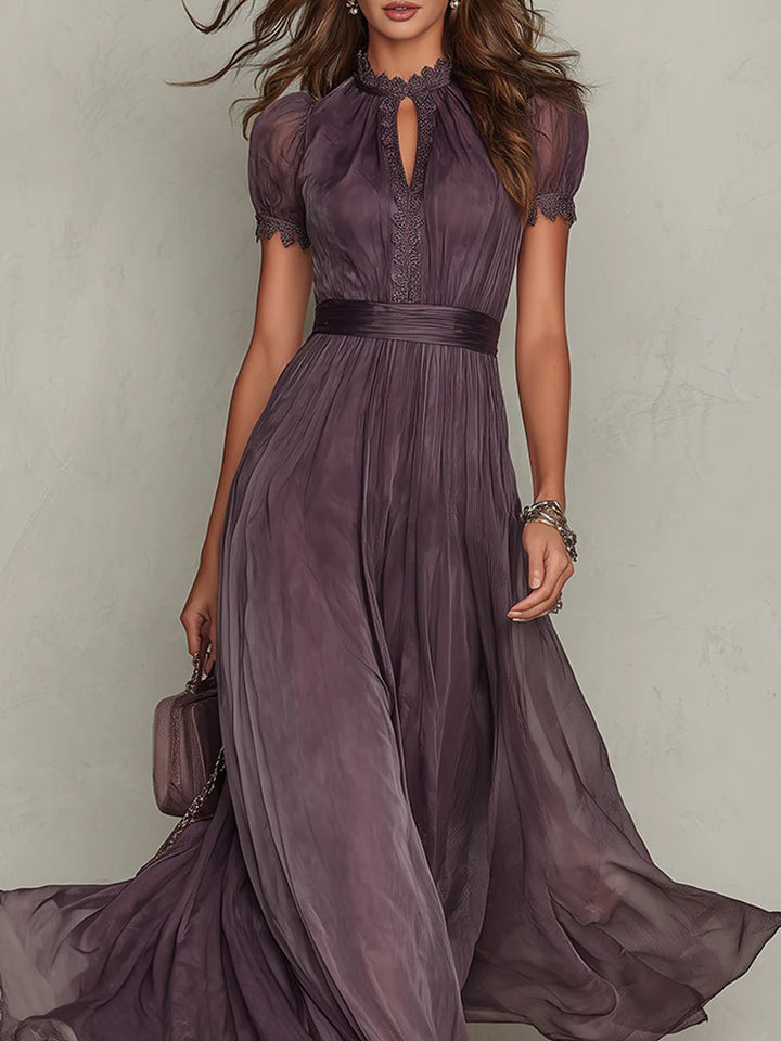 Flavia | Abito lungo viola con scollo a goccia