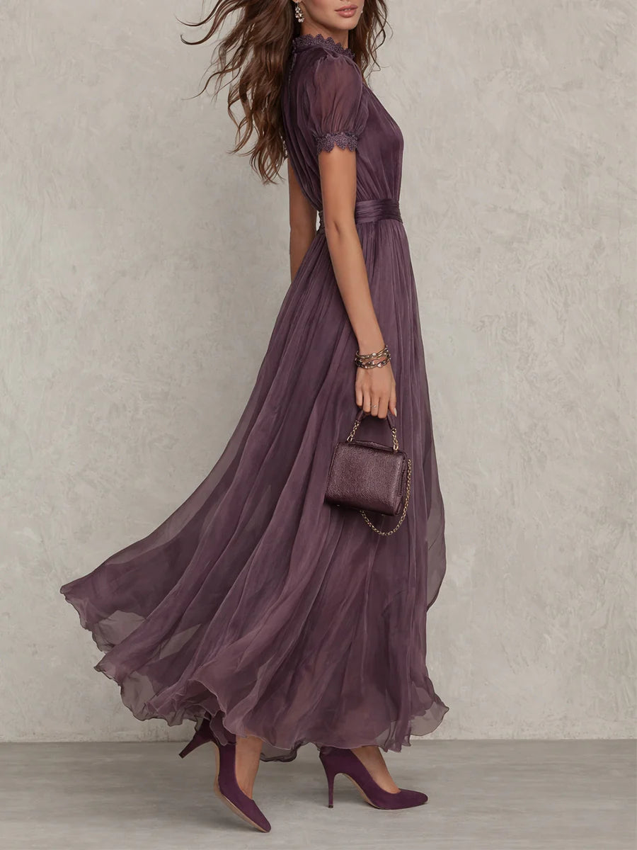 Flavia | Abito lungo viola con scollo a goccia