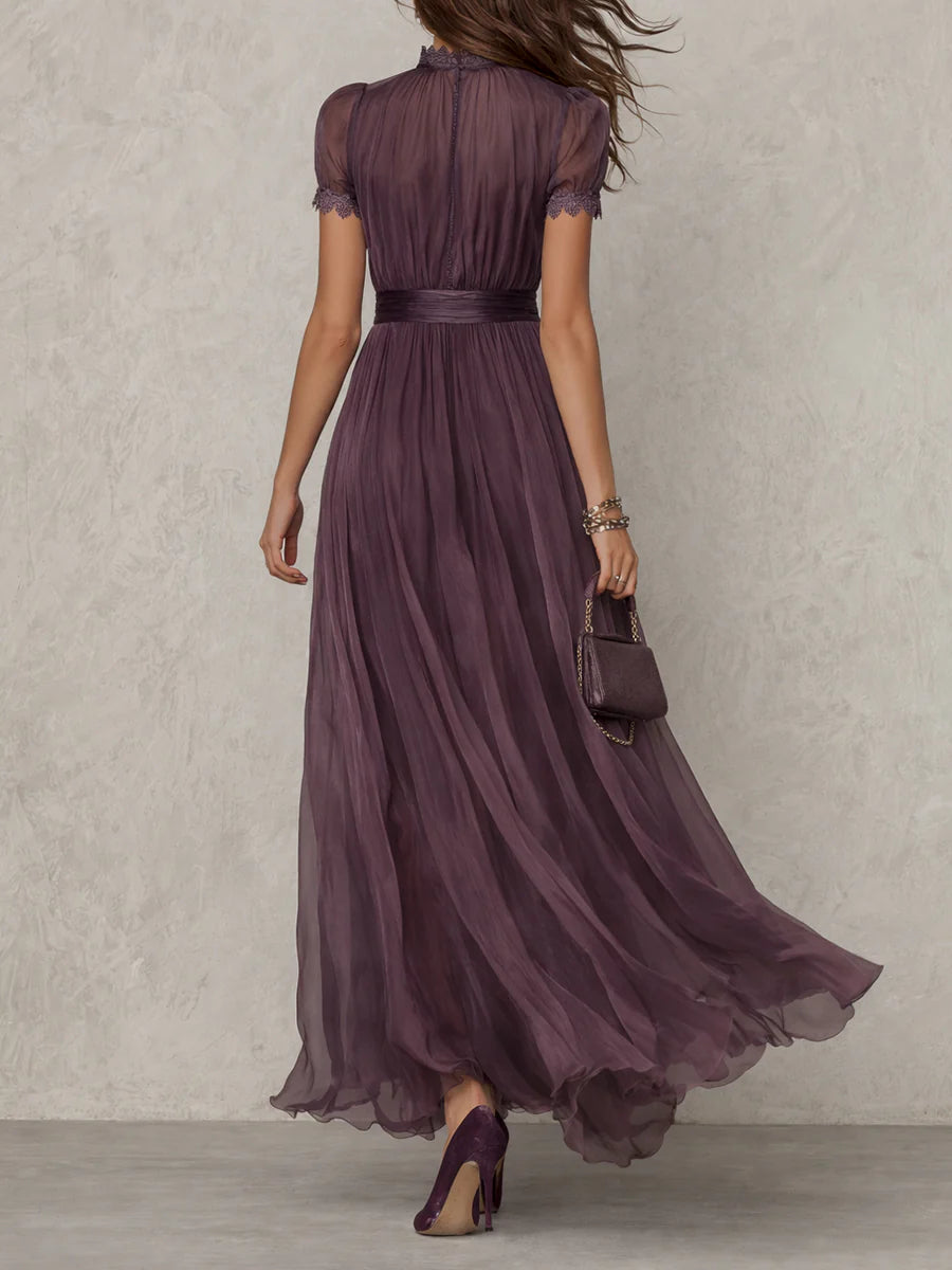 Flavia | Abito lungo viola con scollo a goccia
