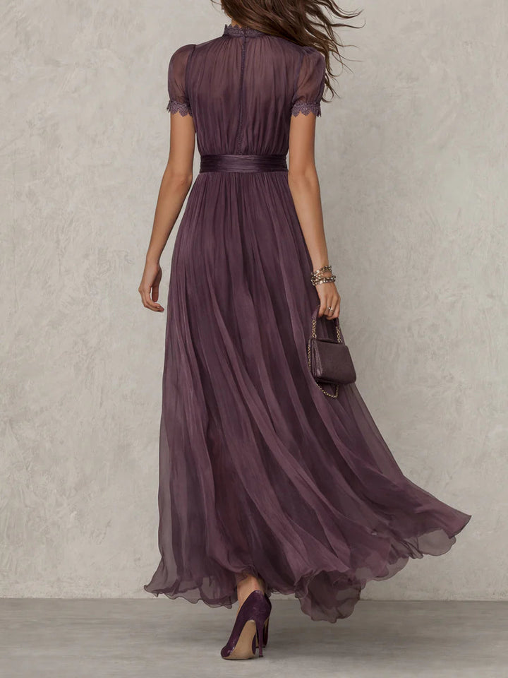 Flavia | Abito lungo viola con scollo a goccia