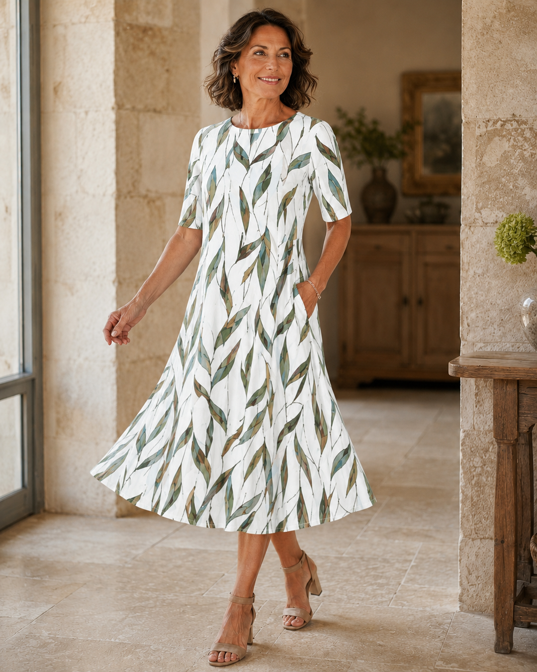 Sarah | Abito midi con stampa floreale