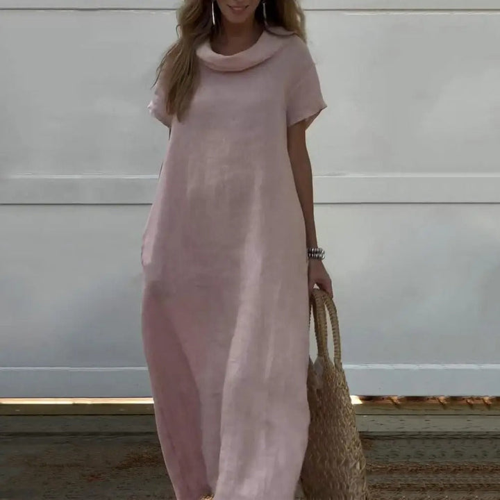Lona | Vestito in effetto lino con colletto elegante