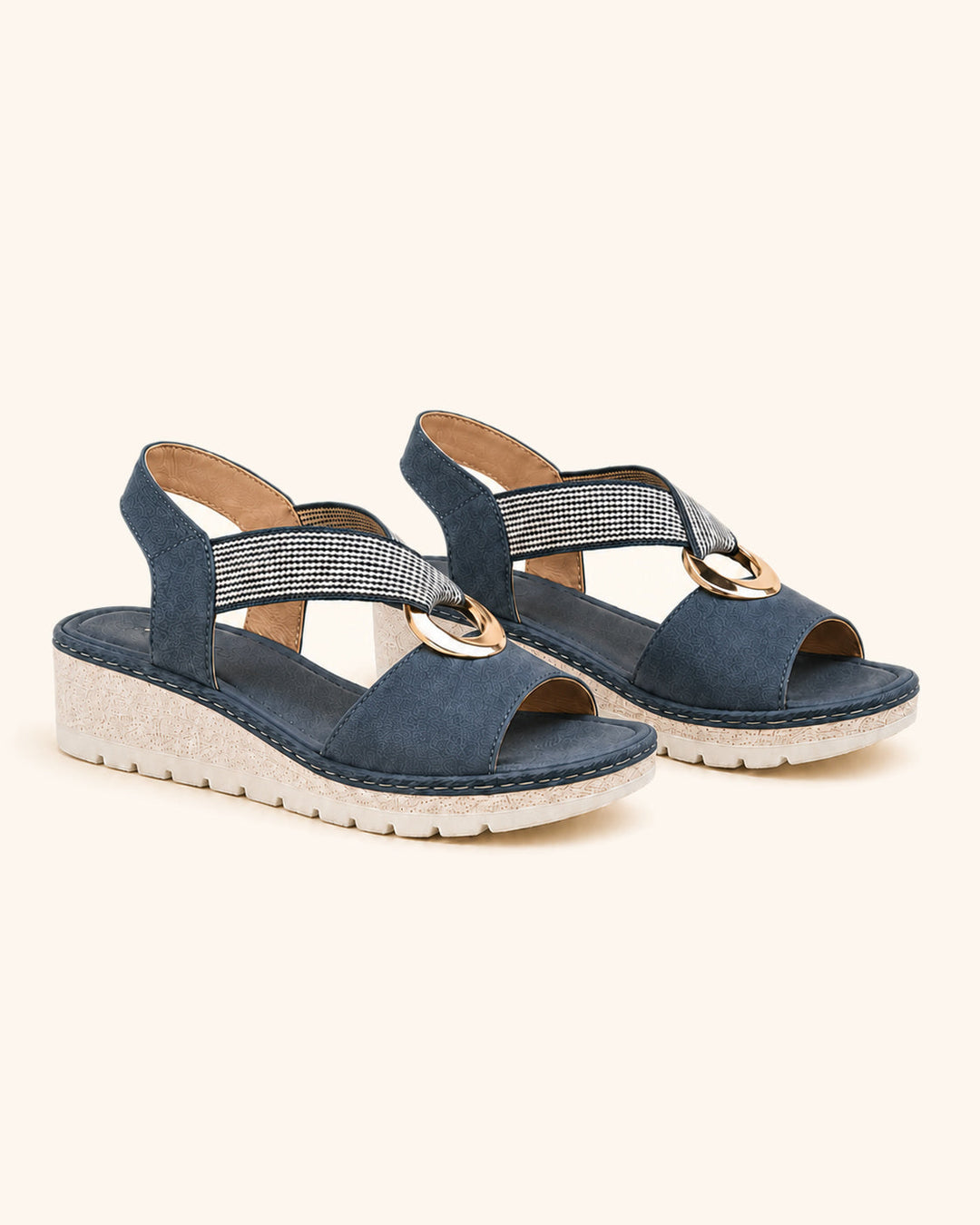 Tosca | Sandali con Zeppa e Anello Dorato
