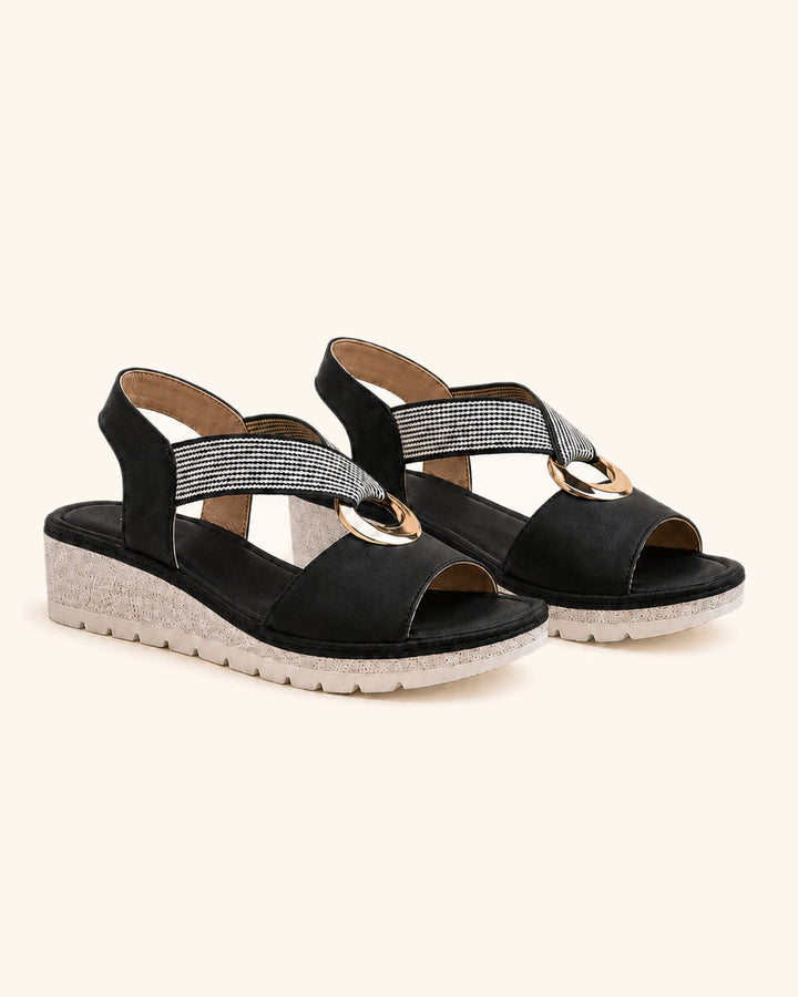 Tosca | Sandali con Zeppa e Anello Dorato