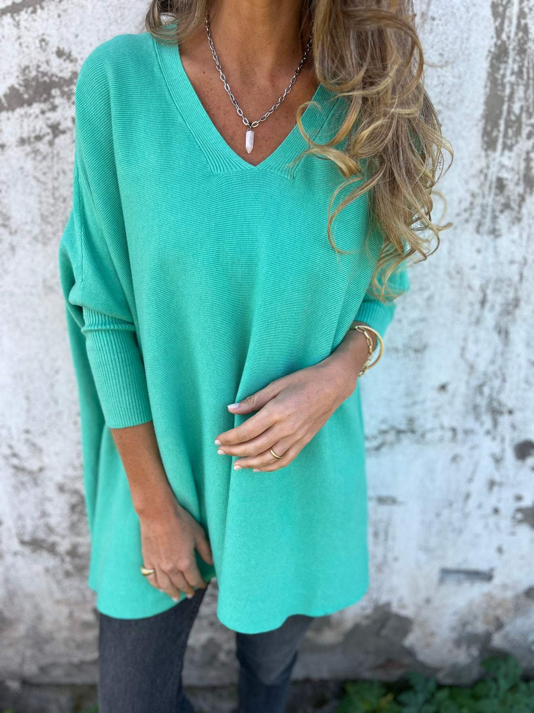 Céline | Giacca in maglia grossa con scollo a V e fodera calda