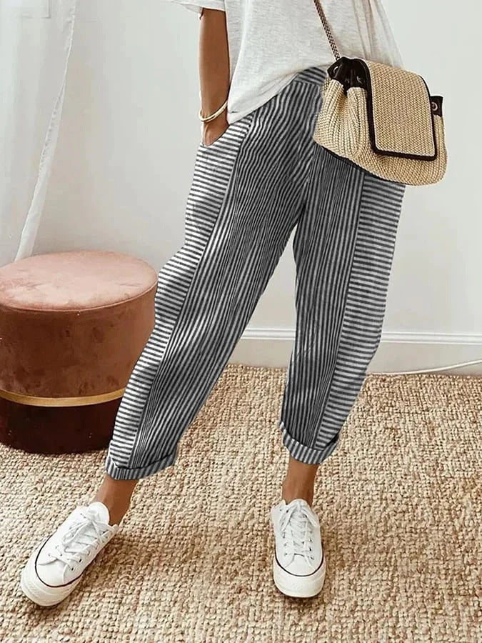 Gael | Pantaloni in lino a righe casual